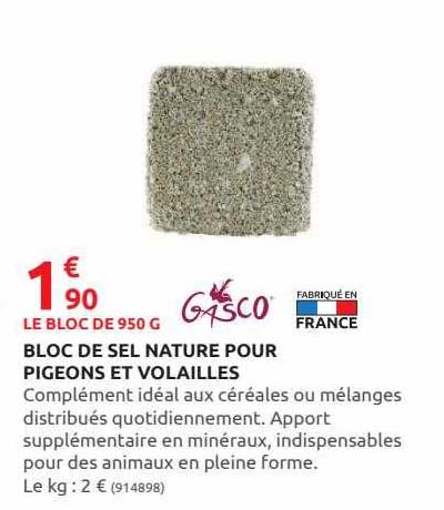 bloc de sel nature pour pigeons et volailles