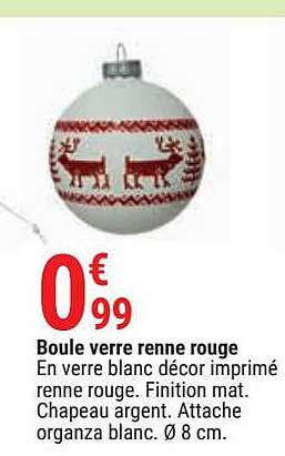 boule verre renne rouge