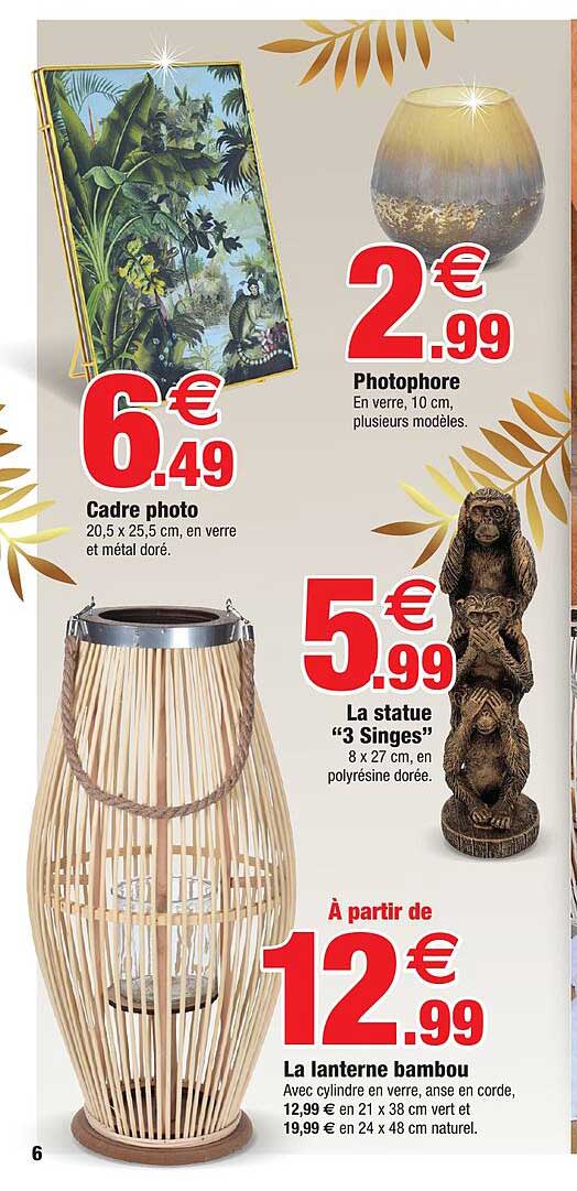 cadre photo, photophore, la statue "3 singes", la lanterne bambou