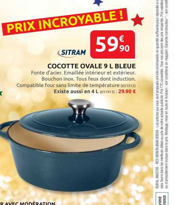 Cocotte Ovale 9 L Bleue Sitram