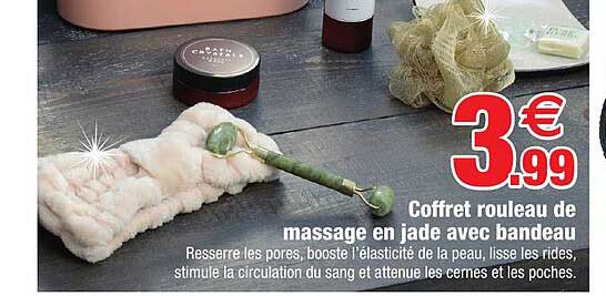 Coffret Rouleau De Massage En Jade Avec Bandeau
