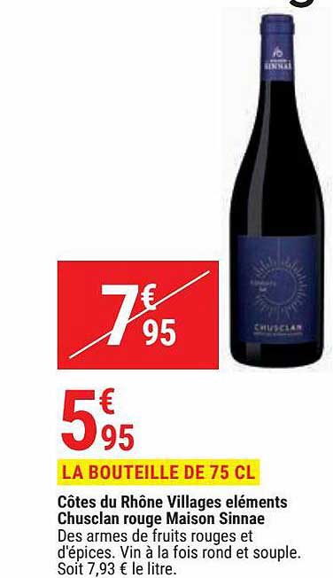 côtes du rhône villages éléments chusclan rouge maison sinnae