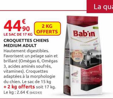 croquettes chiens medium adult bab'in