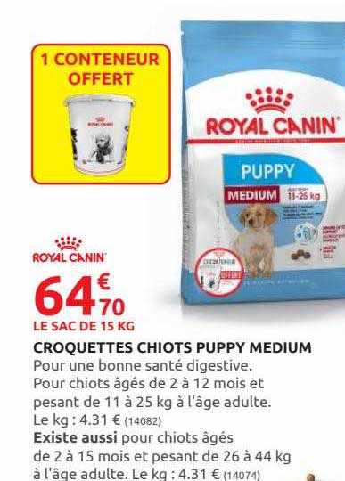croquettes chiots puppy medium royal canin