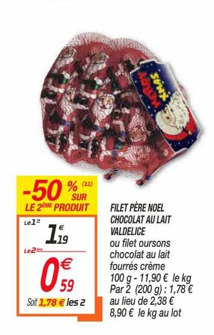 filet père noël chocolat au lait valdelice
