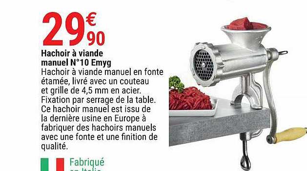 Hachoir à Viande Manuel N°10 Emyg