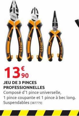 jeu de 3 pinces professionnelles