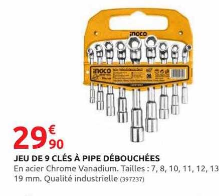 jeu de 9 clés à pipe débouchées