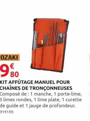 kit affûtage manuel pour chaînes de tronçonneuses ozaki