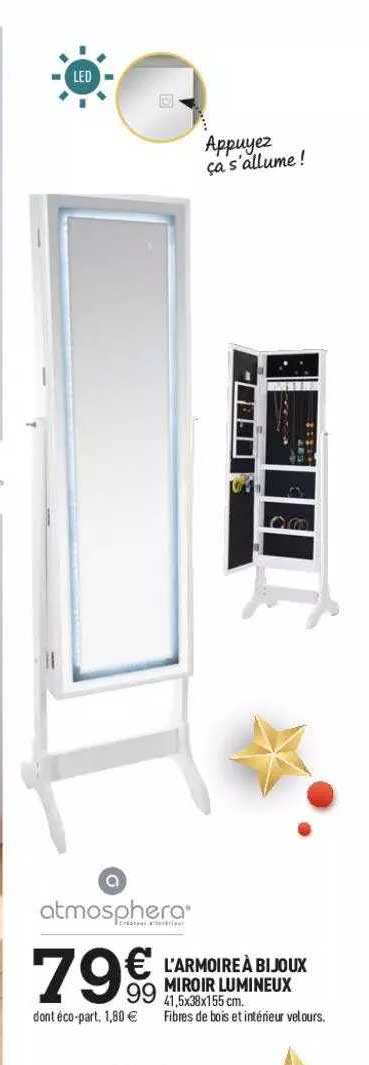 l'armoire à bijoux miroir lumineux
