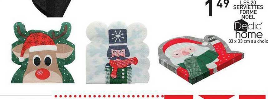 les 20 serviettes forme noël declic' home