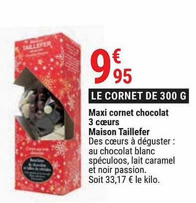 maxi cornet chocolat 3 cœurs maison taillefer