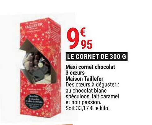 maxi cornet chocolat 3 cœurs maison taillefer