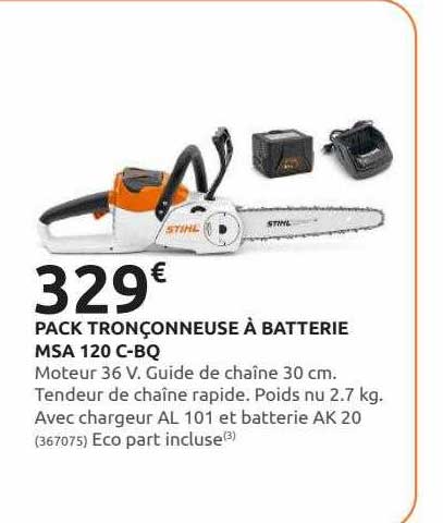 pack tronçonneuse à batterie msa 120 c-bq stihl