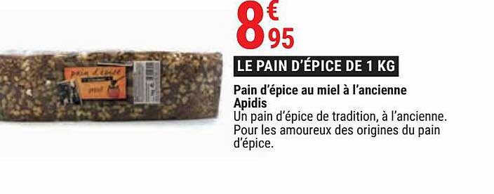 pain d'épice au miel à l'ancienne apidis