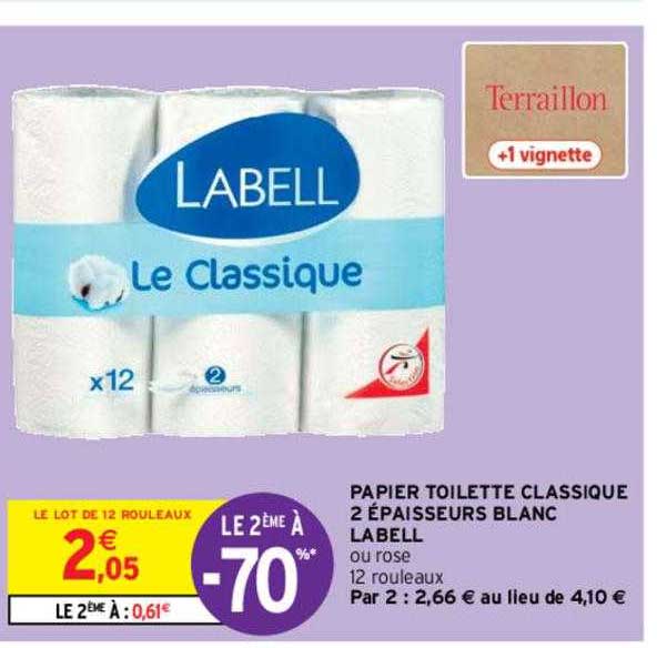 Papier Toilette Classique 2 épaisseurs Blanc Labell