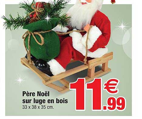 père noël sur luge en bois