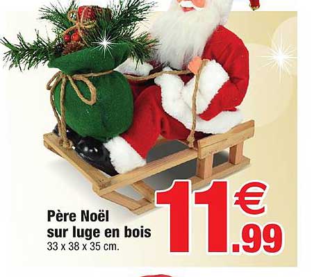 père noël sur luge en bois