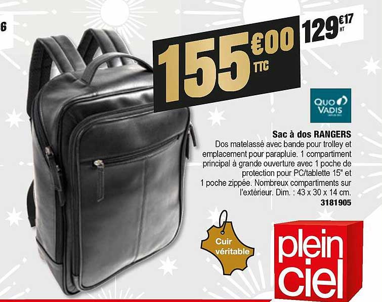 sac à dos rangers quo vadis