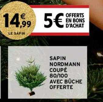 sapin nordmann coupé 80-100 avec bûche offerte