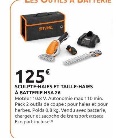 sculpte-haies et taille-haies à batterie hsa 26 stihl