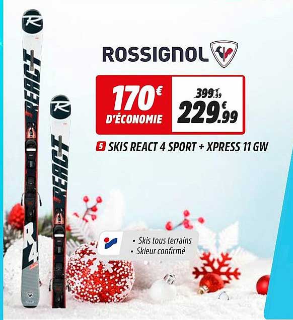 skis react 4 sport + xpress 11 gw rossignol