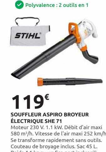 souffleur aspiro broyeur électrique she 71