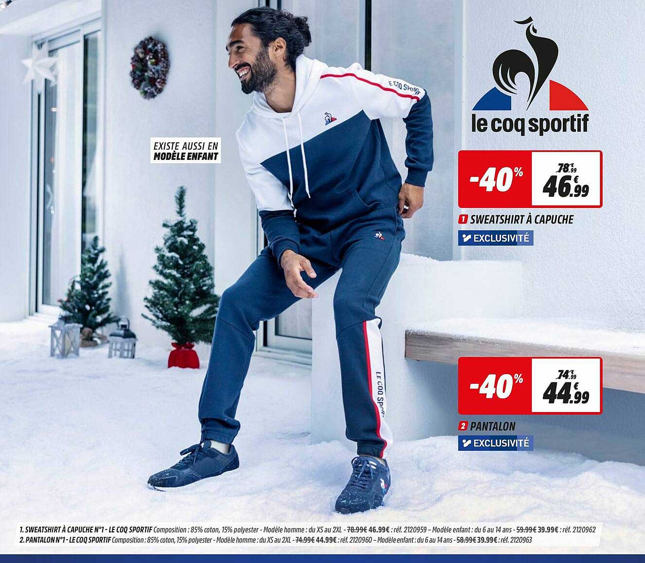 sweatshirt à capuche, pantalon le coq sportif