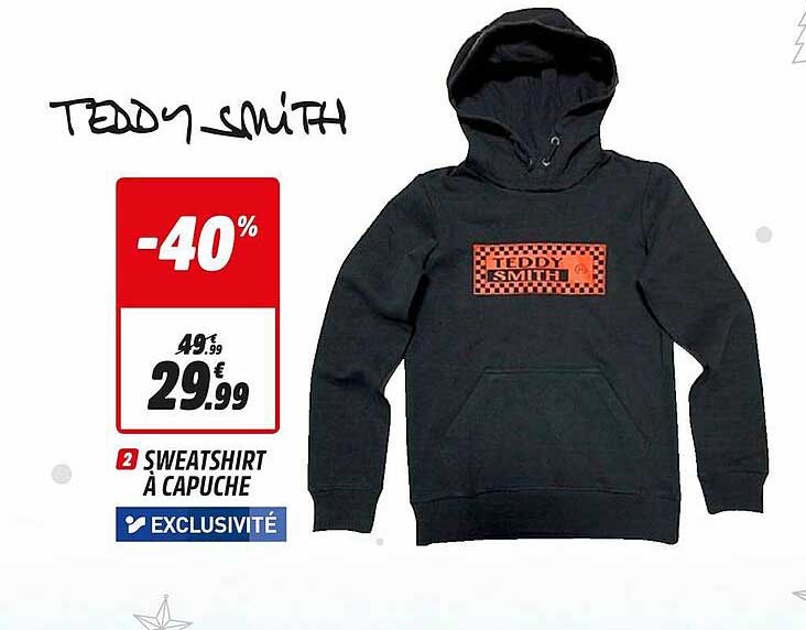 sweatshirt à capuche teddy smith
