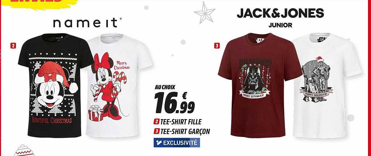 tee-shirt fille, tee-shirt garçon nameit, jack & jones junior