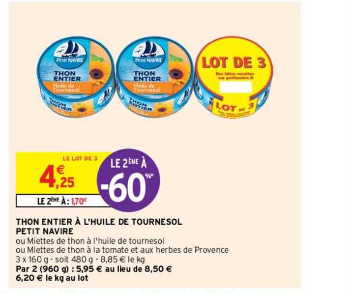 Thon Entier à L'huile De Tournesol Petit Navire