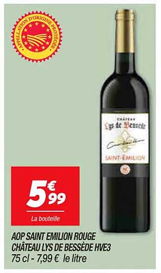 aop saint émilion rouge château lys de bressède hve3