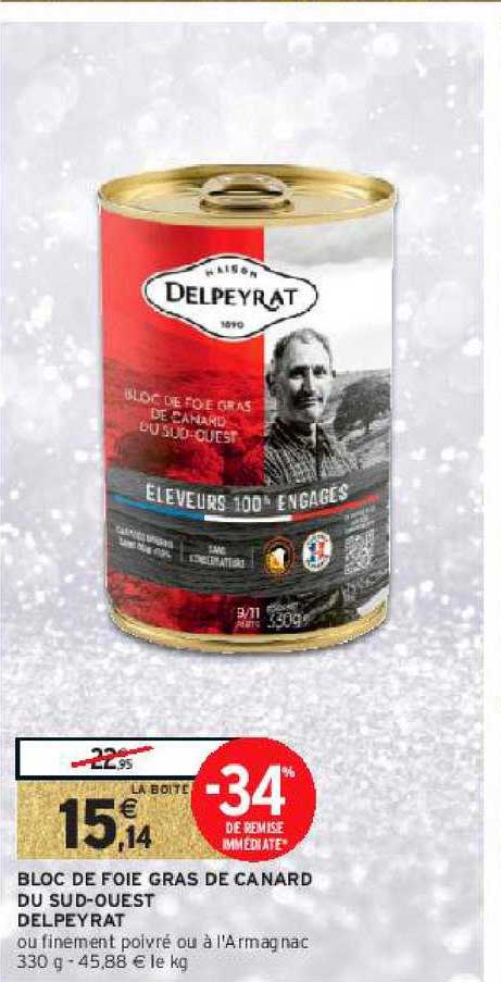 bloc de foie gras de canard du sud-ouest delpeyrat