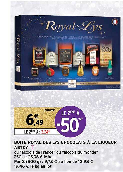 boîte royal des lys chocolats à la liqueur abtey