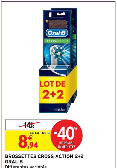 brossettes cross action 2+2 oral b