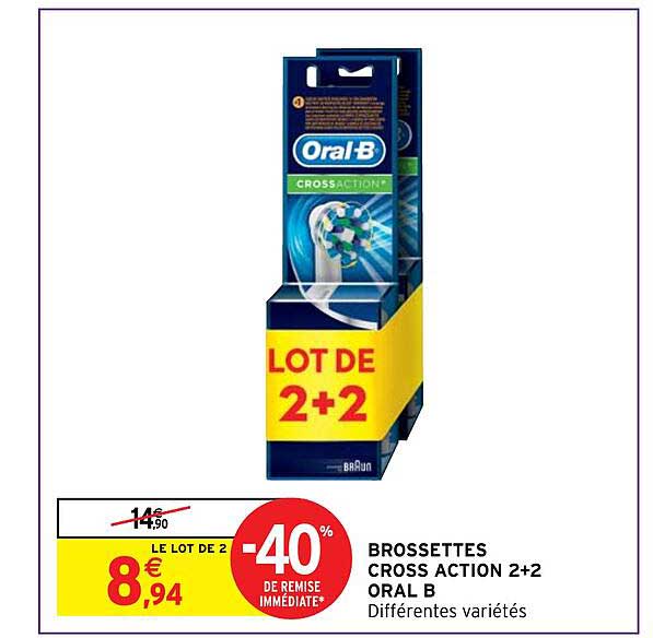 brossettes cross action 2+2 oral b