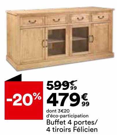 buffet 4 portes-4 tiroirs félicien
