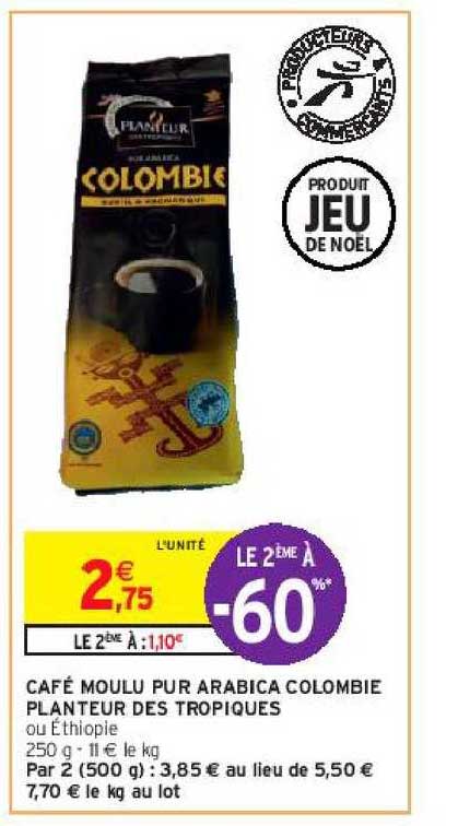 Café Moulu Pur Arabica Colombie Planteur Des Tropiques