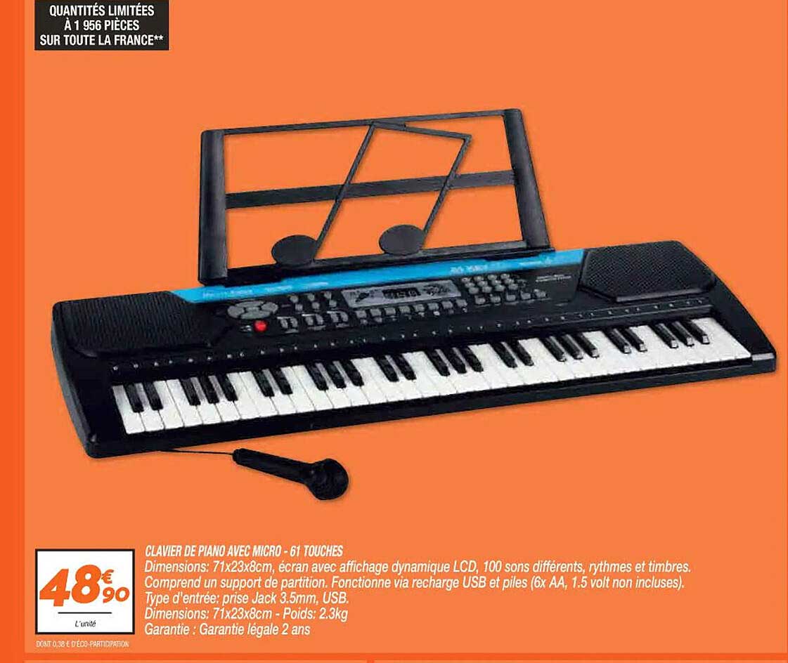 clavier de piano avec micro - 61 touches