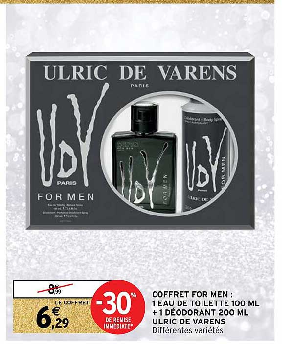 coffret for men : 1 eau de toilette 100ml + 1 déodorant 200ml ulric de varens