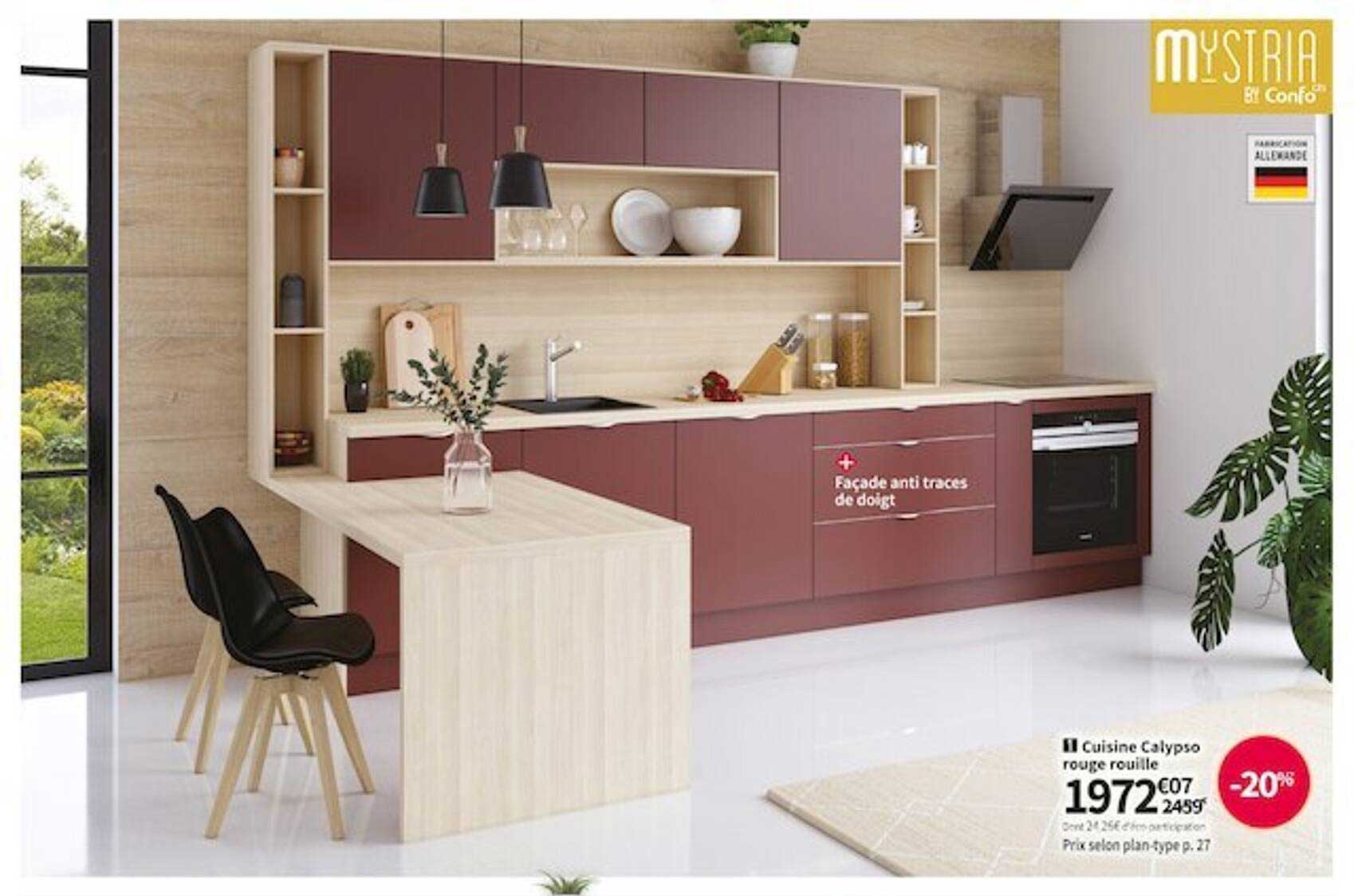 Cuisine Calypso Rouge Rouille Mystria By Confo