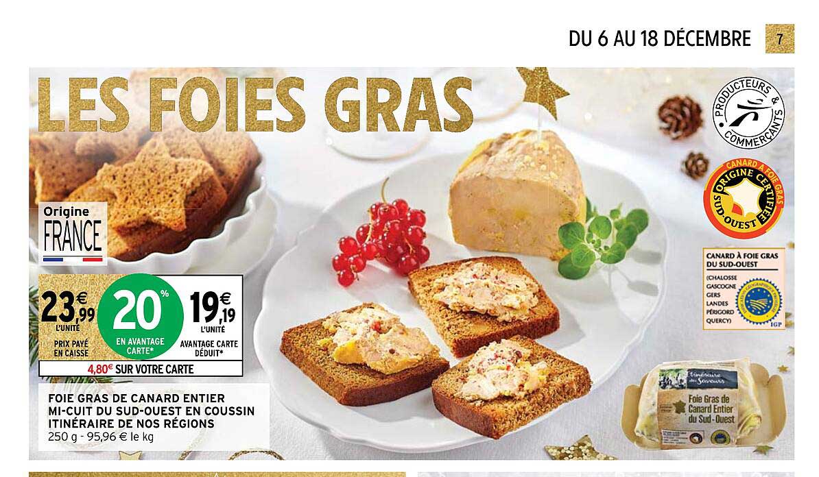 foie gras de canard entier mi-cuit du sud-ouest en coussin itinéraire de nos régions