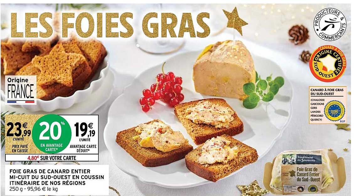 foie gras de canard entier mi-cuit du sud-ouest en coussin itinéraire de nos régions
