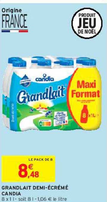 grand lait demi-écrémé candia