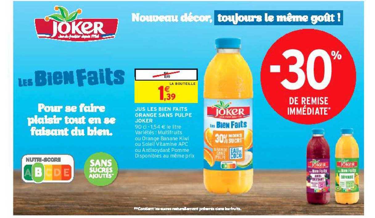 jus les bien faits orange sans pulpe joker
