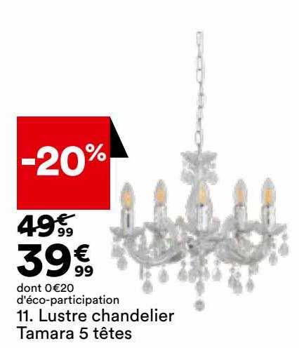 lustre chandelier tamara 5 têtes