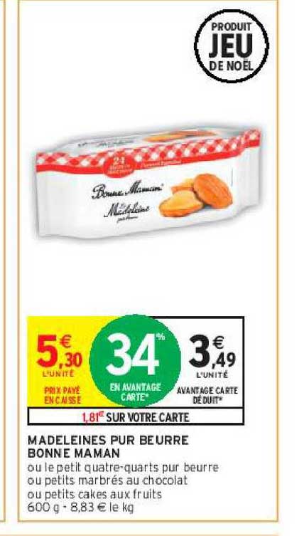 madeleines pur beurre bonne maman