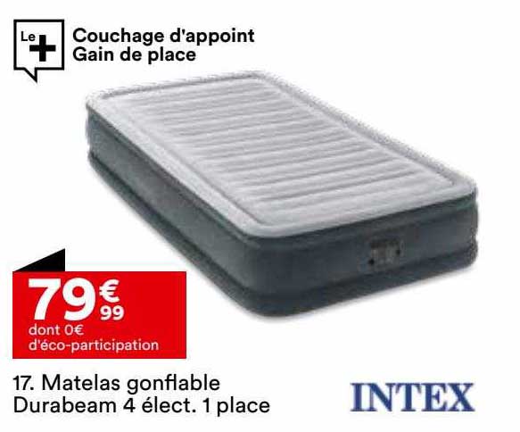 matelas gonflable durabeam 4 élect. 1 place intex