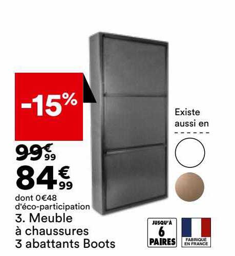 meuble à chaussures 3 abattants boots