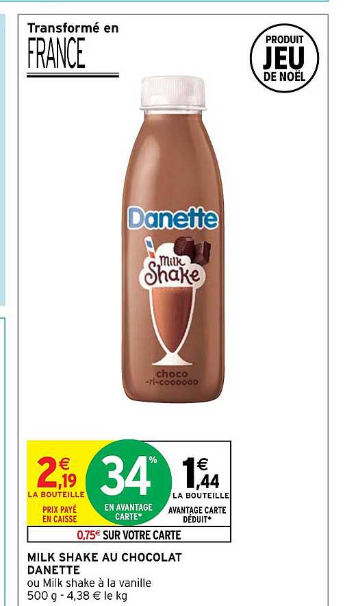 milk shake au chocolat danette